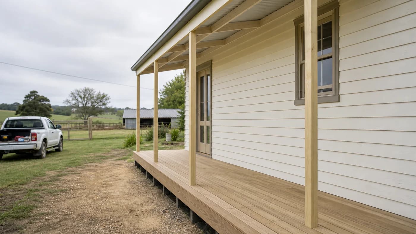 A renewed timber verandah on a regional weatherboard home